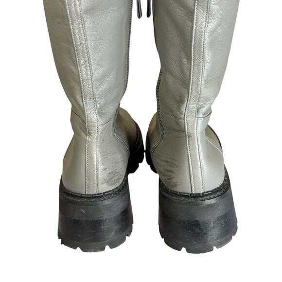 BY FAR Gray Russel Knee‑High Boots EU 41 US 10 Grained Nappa Cement Leather - Picture 10 of 12